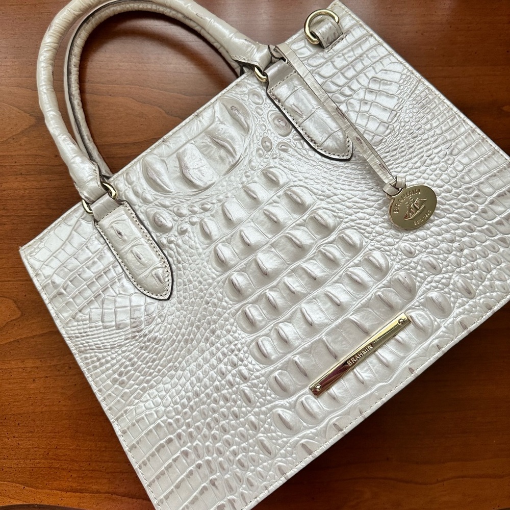 Brahmin Small Camille Melbourne Bag/Purse/Satchel in Seashell